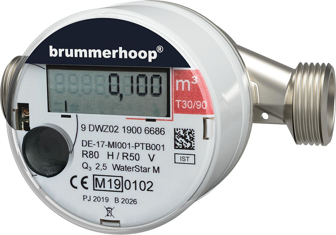Wasserzähler Warmwasser 90C DN15 M-ETH Q3:2,5 m³, 130mm Wasserzähler Warmwasser 90C DN15 M-ETH Q3:2,5 m³, 130mm