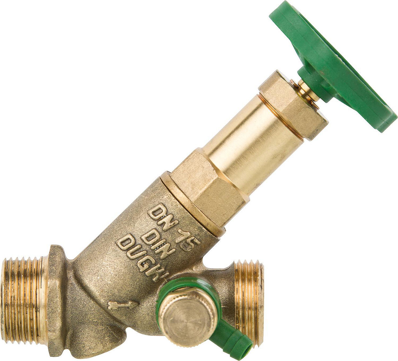 Messing-Systemventil mit AG m. nichtst. Spindel mit Entleerung DN15x3/4"