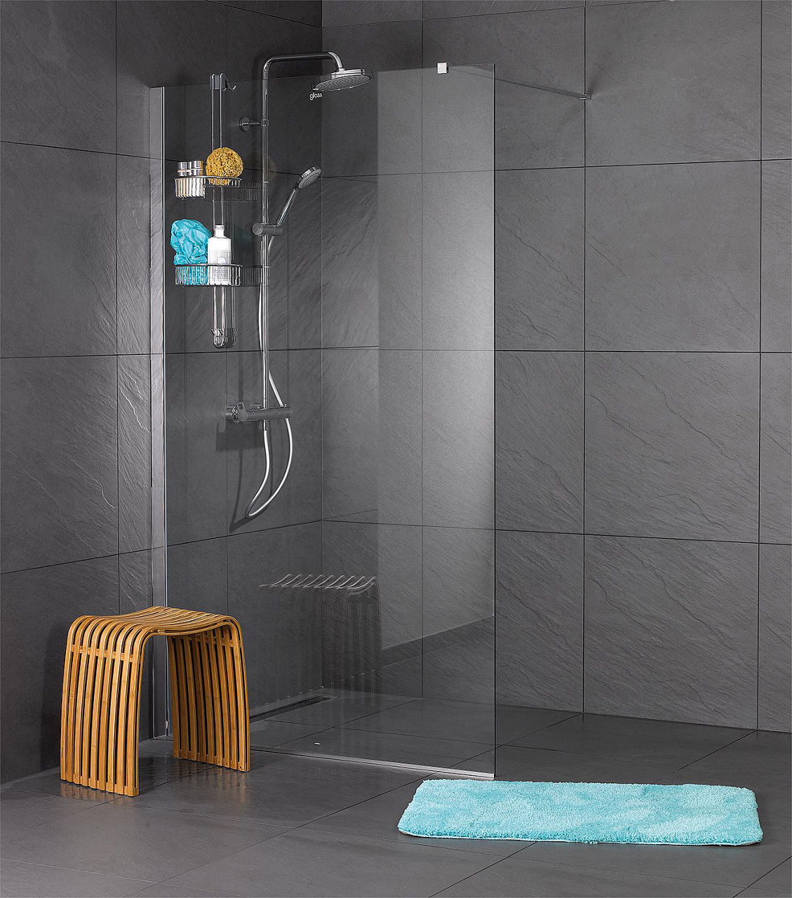 Walk-In Glasduschwand Ennai mit Wandprofil + Stabi.-Stange rund 1080x2000x8mm ESG mit ETC alu glänzend Walk-In Glasduschwand Ennai mit Wandprofil + Stabi.-Stange rund 1080x2000x8mm ESG mit ETC alu glänzend