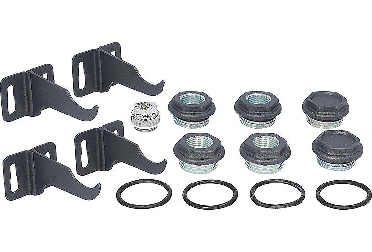 Anschluss- und Befestigungsset für Aluminium-Heizkörper Garda S90, Farbe Slate Grey (Schiefergrau) RAL 7015 Matt