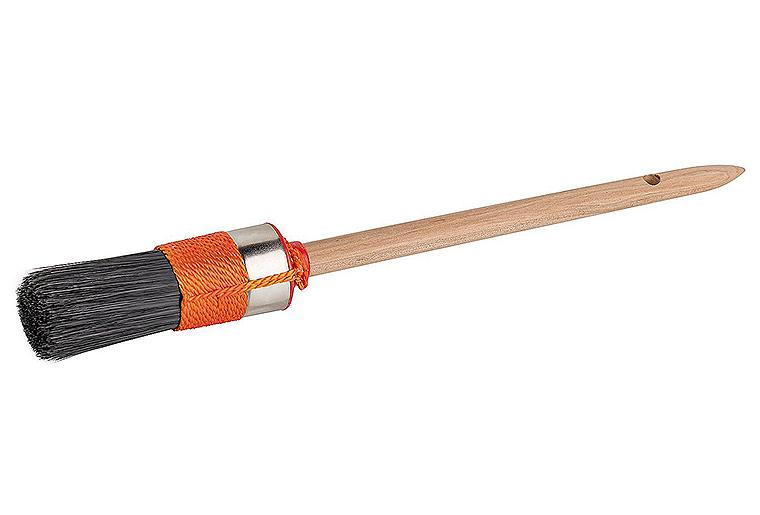 Rundpinsel Gr. 8 schwarz, Buchenstiel, Nickelfassung, Fadenvorband