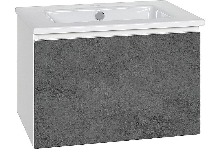 WTU + Keramik WT ELA Korpus weiß smt Front Beton dunkel Dekor, 610x420x510 mm WTU + Keramik WT ELA Korpus weiß smt Front Beton dunkel Dekor, 610x420x510 mm