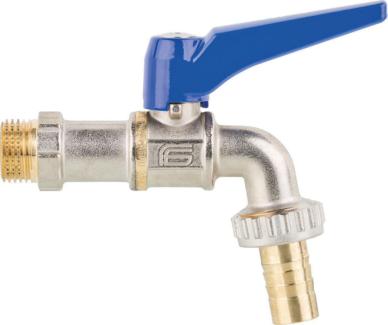 Auslaufkugelhahn Viva mit Schlauchanschluss mit Hebel aus Alu, PN40, DN15 1/2" Auslaufkugelhahn Viva mit Schlauchanschluss mit Hebel aus Alu, PN40, DN15 1/2"