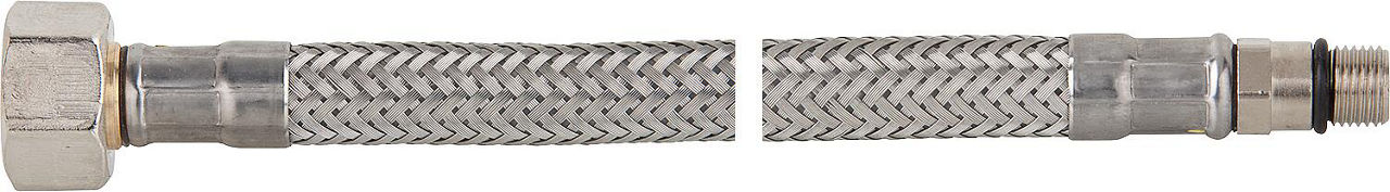 Verbindungsschlauch flexibel 1/2" Ü-Wurfmutter x M 10, KTW-A 350 mm, kurzer Gewindenippel Verbindungsschlauch flexibel 1/2" Ü-Wurfmutter x M 10, KTW-A 350 mm, kurzer Gewindenippel