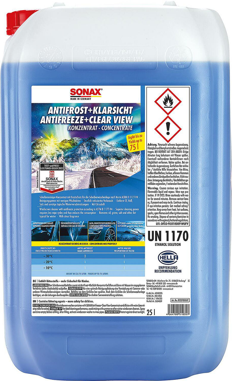 Winterscheibenreiniger SONAX AntiFrost + KlarSicht Konzentrat Citrus 25l Kanister Winterscheibenreiniger SONAX AntiFrost + KlarSicht Konzentrat Citrus 25l Kanister