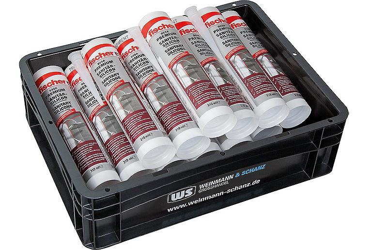 Vorteilspaket WS + Fischer, Sanitärsilikon transparent 310 ml / 12 Stück + gratis WS BOX Vorteilspaket WS + Fischer, Sanitärsilikon transparent 310 ml / 12 Stück + gratis WS BOX