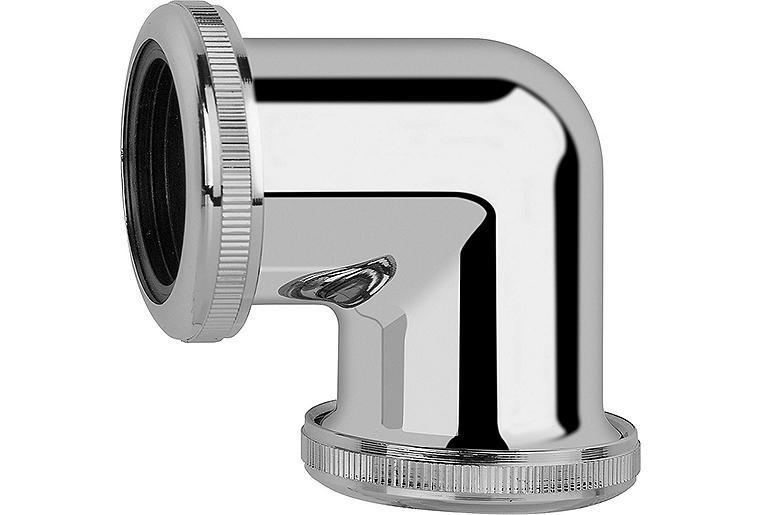 Siphonwinkel D=32mm mit 2 Verschraubungen, Messing verchromt Siphonwinkel D=32mm mit 2 Verschraubungen, Messing verchromt