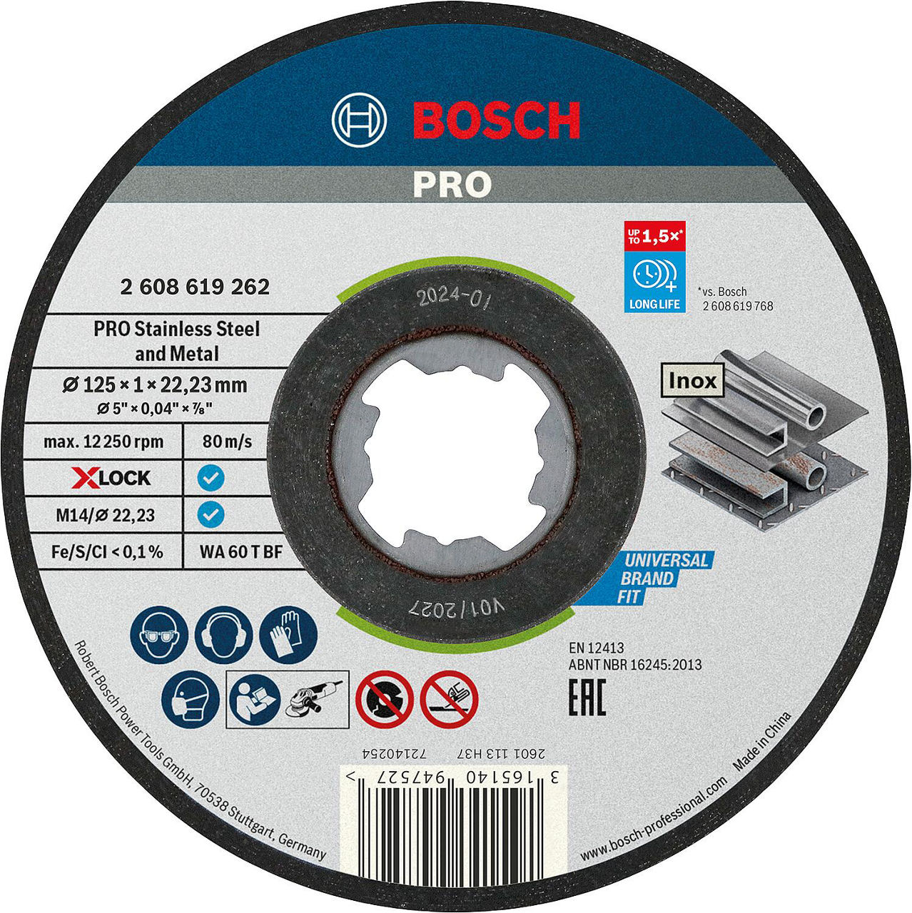 Trennscheibe BOSCH® für Edelstahl mit X - Lock Aufnahme Ø 125 x 1,0 mm Trennscheibe BOSCH® für Edelstahl mit X - Lock Aufnahme Ø 125 x 1,0 mm