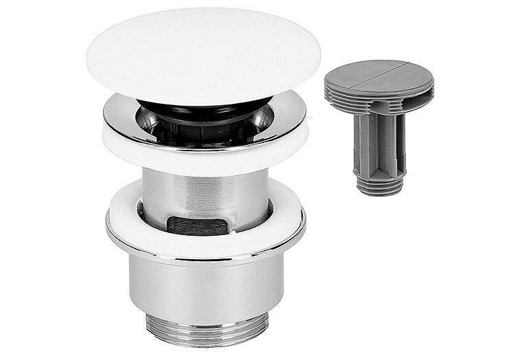 Schaftventil Klicker/feststehend Abdeckplatte Corian, Ø 72 mm, Länge = 30-45 mm, mit Überlauf Schaftventil Klicker/feststehend Abdeckplatte Corian, Ø 72 mm, Länge = 30-45 mm, mit Überlauf