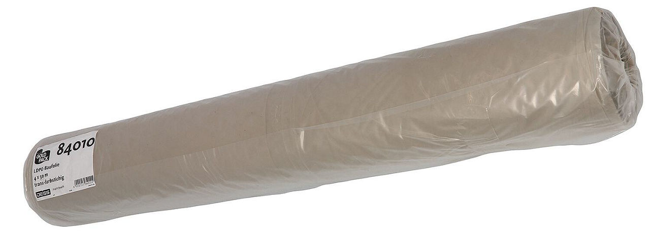 Baufolie aus LDPE, 4 x 50 Meter Typ 100 transparent-farbstichig, VPE 1 Stück