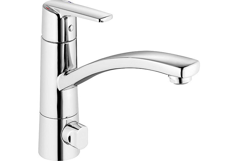 Spültischmischer Heinrichschulte Alpha 300 mit Geräteanschlussventil Ausladung 206 mm chrom