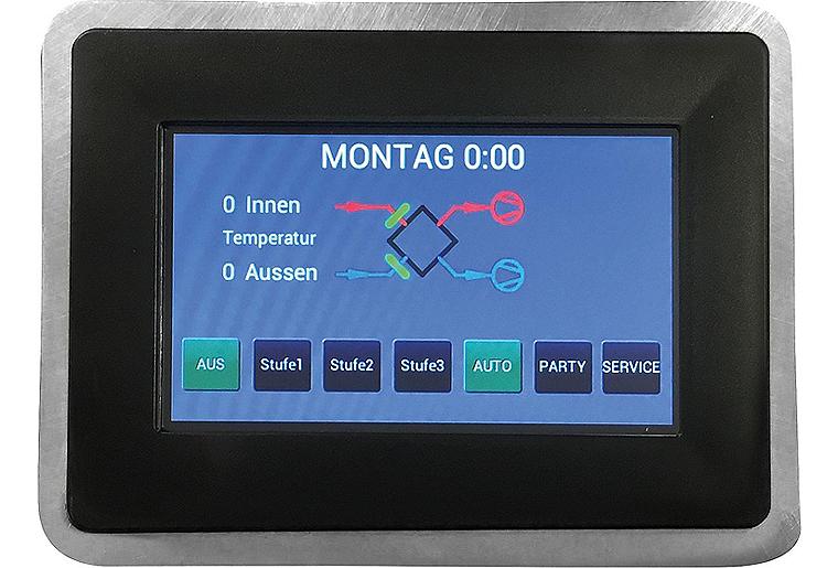 Steuerung mit Touchdisplay für Evenes KWL Gerät Typ HRV Filter und Temperaturanzeige Steuerung mit Touchdisplay für Evenes KWL Gerät Typ HRV Filter und Temperaturanzeige