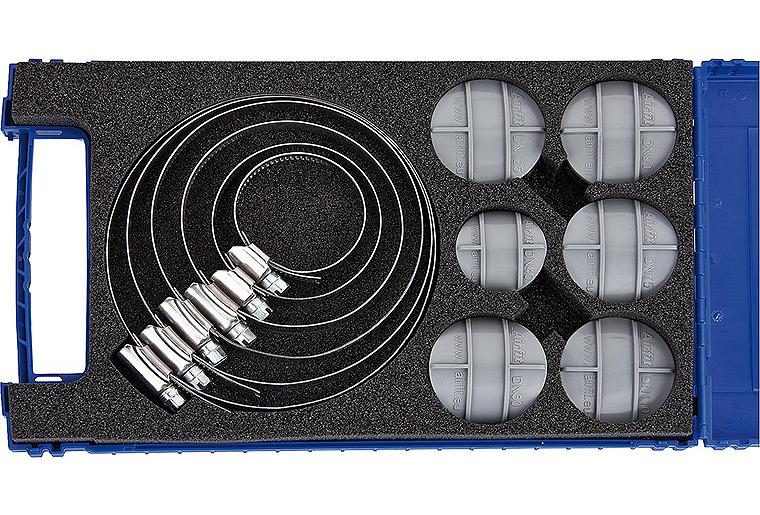 Reparaturkoffer f.Abwasserrohre DN40/50/75/90/110/125 inkl.Edel- stahlrohrschellen, 12mm,W4 Reparaturkoffer f.Abwasserrohre DN40/50/75/90/110/125 inkl.Edel- stahlrohrschellen, 12mm,W4