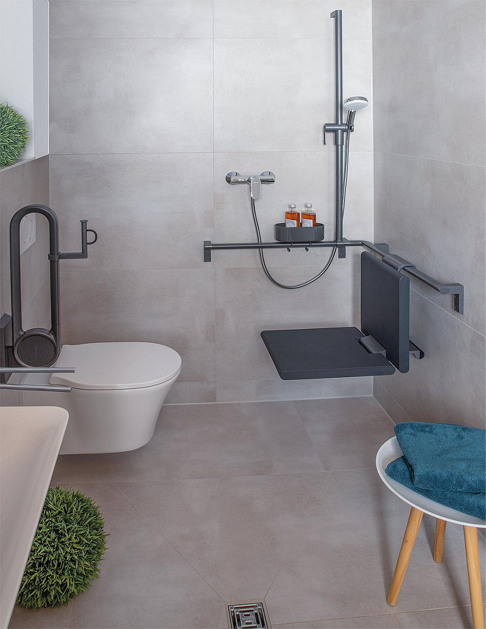 Einhängeklappsitz Serie Cavere aus Alu., Anthrazit-Metallic 95, klappbar, BxTxH:450x563x410mm