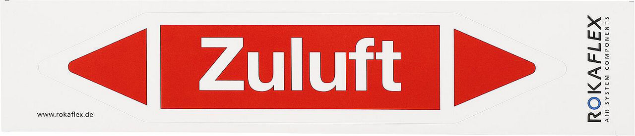 Fliessrichtungspfeil universal ZULUFT rot ,selbstklebend, VPE 25 Stk Fliessrichtungspfeil universal ZULUFT rot ,selbstklebend, VPE 25 Stk