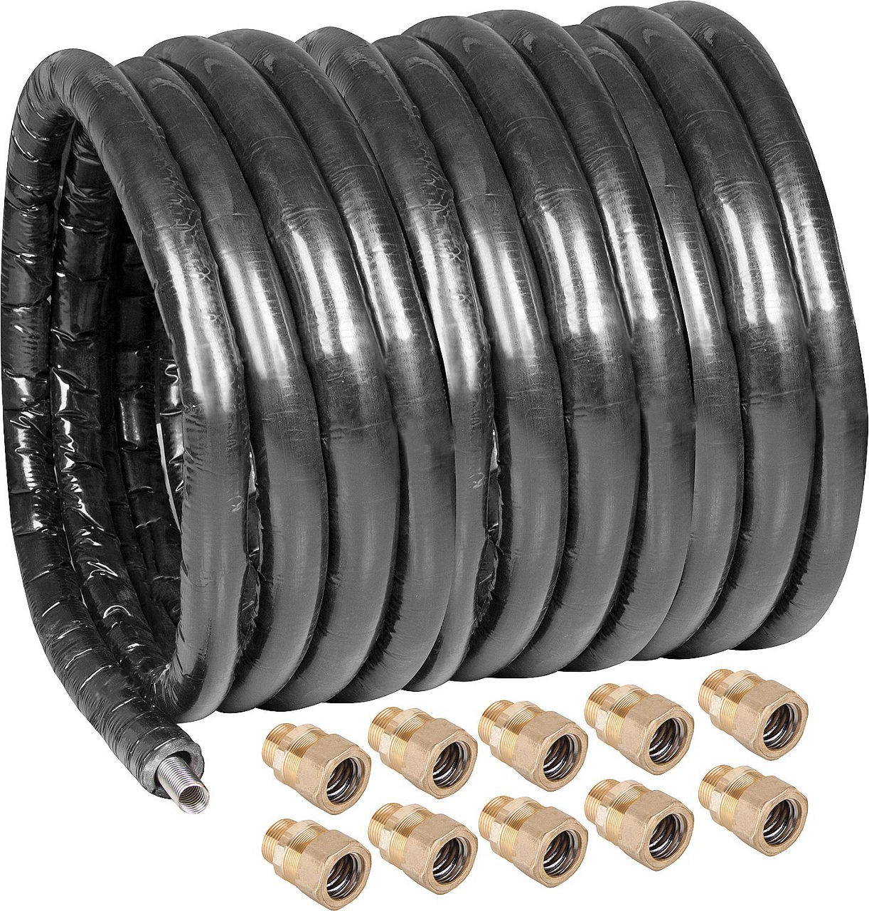 Spiralrohrset für Wärmepumpen DN25,25m mit Isolierung u.10x Verschraubung 1"AG