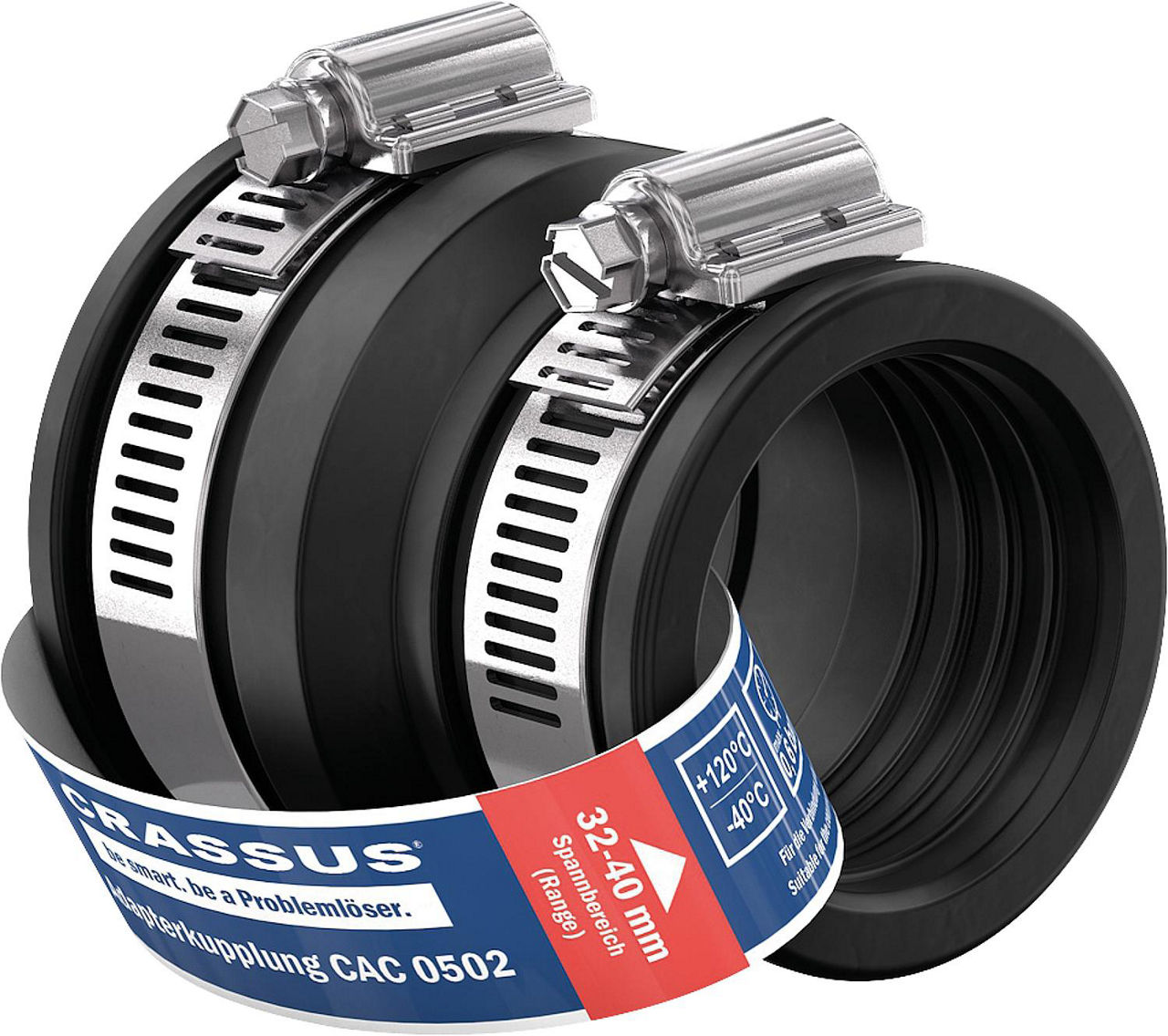 Adapterkupplung CAC 0502 Spannber. 40-50 x 32-40mm EPDM, PN 0,6 bar Adapterkupplung CAC 0502 Spannber. 40-50 x 32-40mm EPDM, PN 0,6 bar