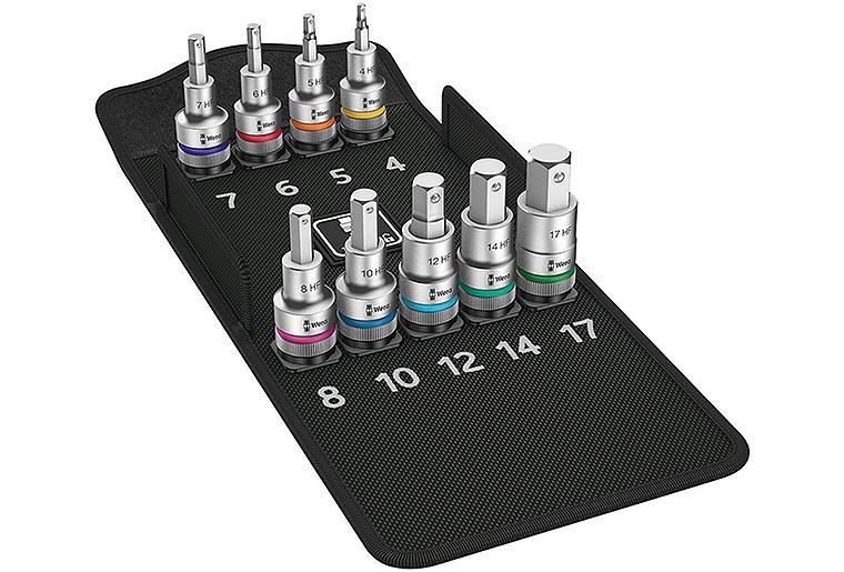 Satz Steckschlüsseleinsatz WERA 9-teilig, 1/2", Innensechskant SW 4-17, kurz
