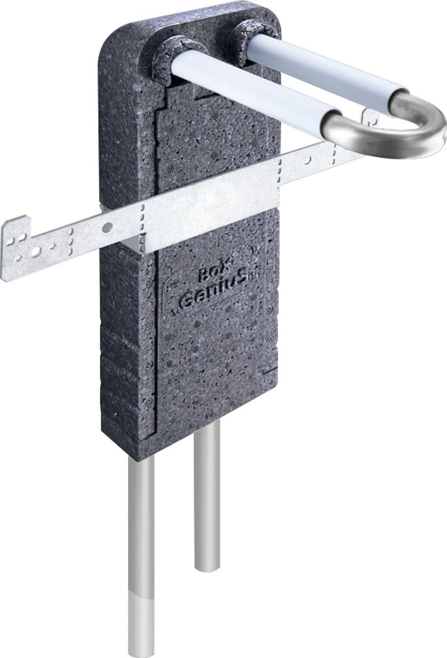 Wandbox aus EPP mit Rohrbogeneinheit aus C-Stahl-Rohr 15x1,2mm in L-Form inkl. Isolierbox Wandbox aus EPP mit Rohrbogeneinheit aus C-Stahl-Rohr 15x1,2mm in L-Form inkl. Isolierbox