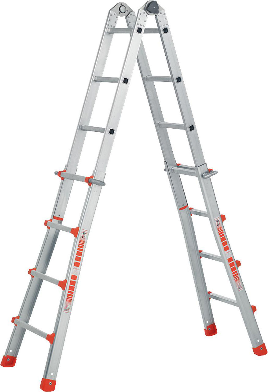Teleskopleiter 4 x 3 Sprossen Industrieausführung mit Dreipunkt-Sicherheitsgelenk (N01-12-00)